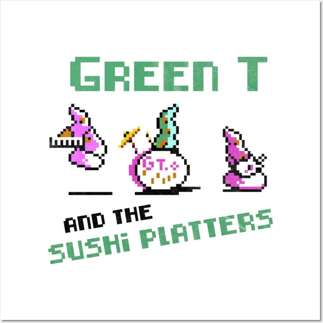 Green T and the Sushi Platters Wall Art by karutees